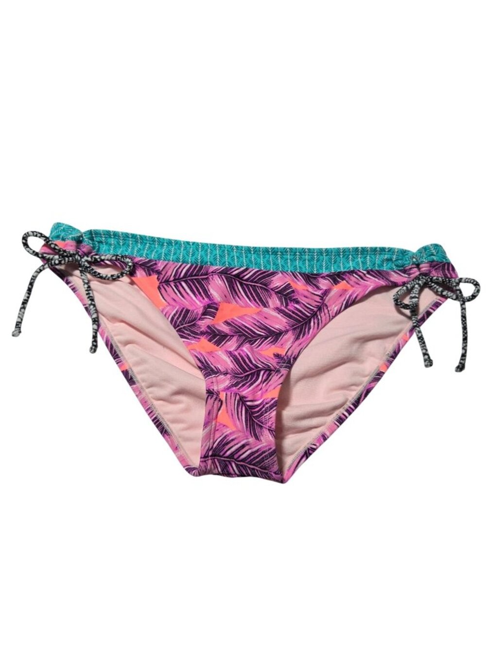 Hula Honey Tropical Print Bikini Bottom Size XL Pink Teal Swimwear Swimsuit